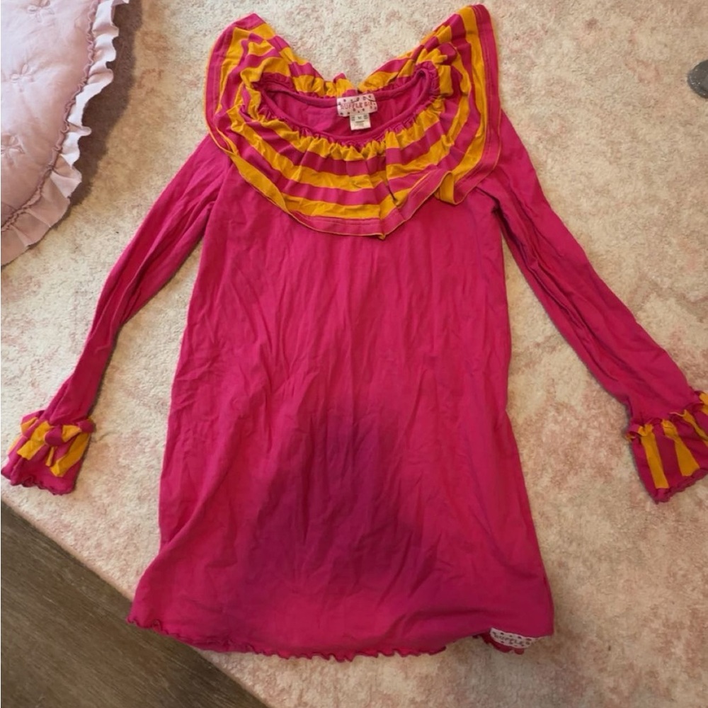 Vibrant Pink and Yellow Ruffle Dress for Kids